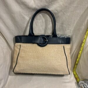 Furla leather straw purse.